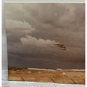 Vintage Photograph Military Jet Fly Over Formation Stormy Sky Las Vegas NV 1991